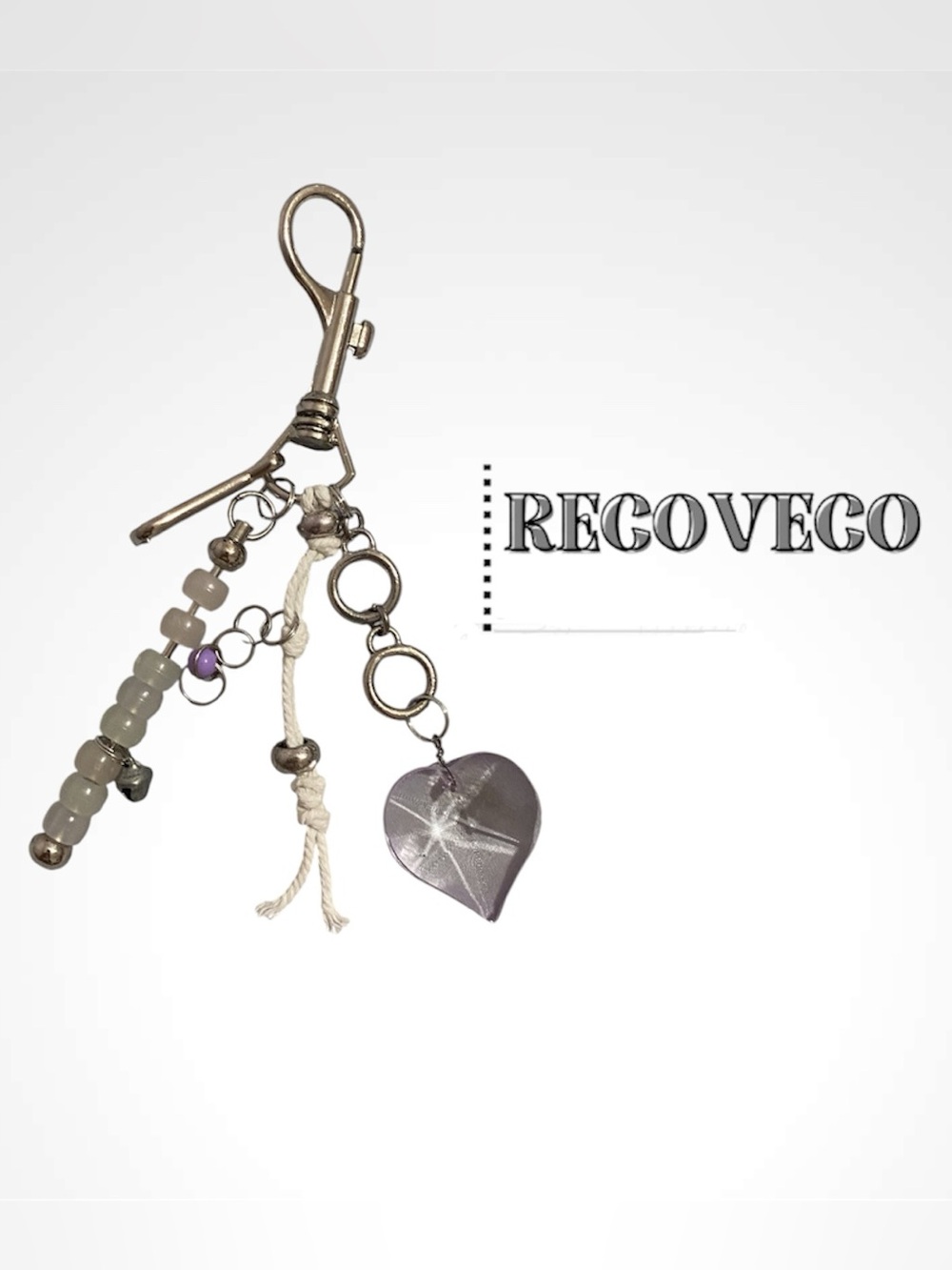 Upcycled Purple Heart Charm Keychain - Women Accessories